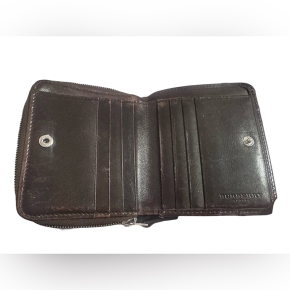 Burberry Multifold Plaid Leather Compact Wallet Unisex 5x5 - Picture 4 of 9